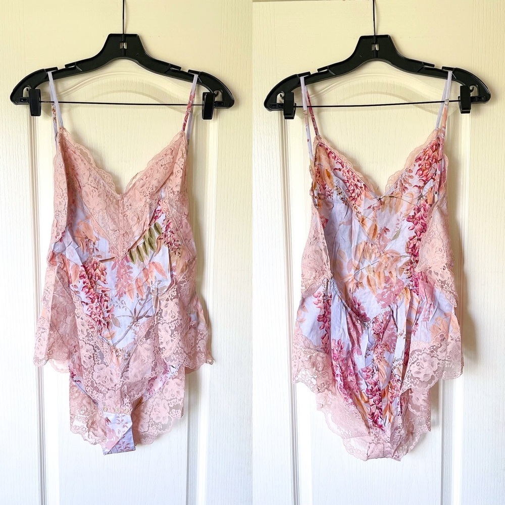 Zimmermann Botanica Teddy Bodysuit Lace Floral Pink Milettia Size 10 NWT - Picture 2 of 10